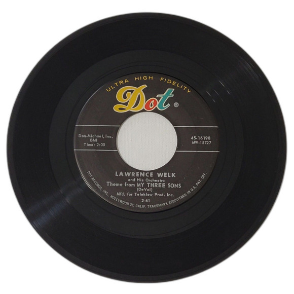 Lawrence Welk 45 RPM - Out Of A Clear Blue Sky / My Three Sons - Dot VG+ Theme - Picture 2 of 2